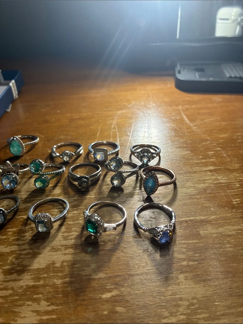 Mixed Gemstone Silver-Tone Rings Set - Multi Color - Picture 4 of 4